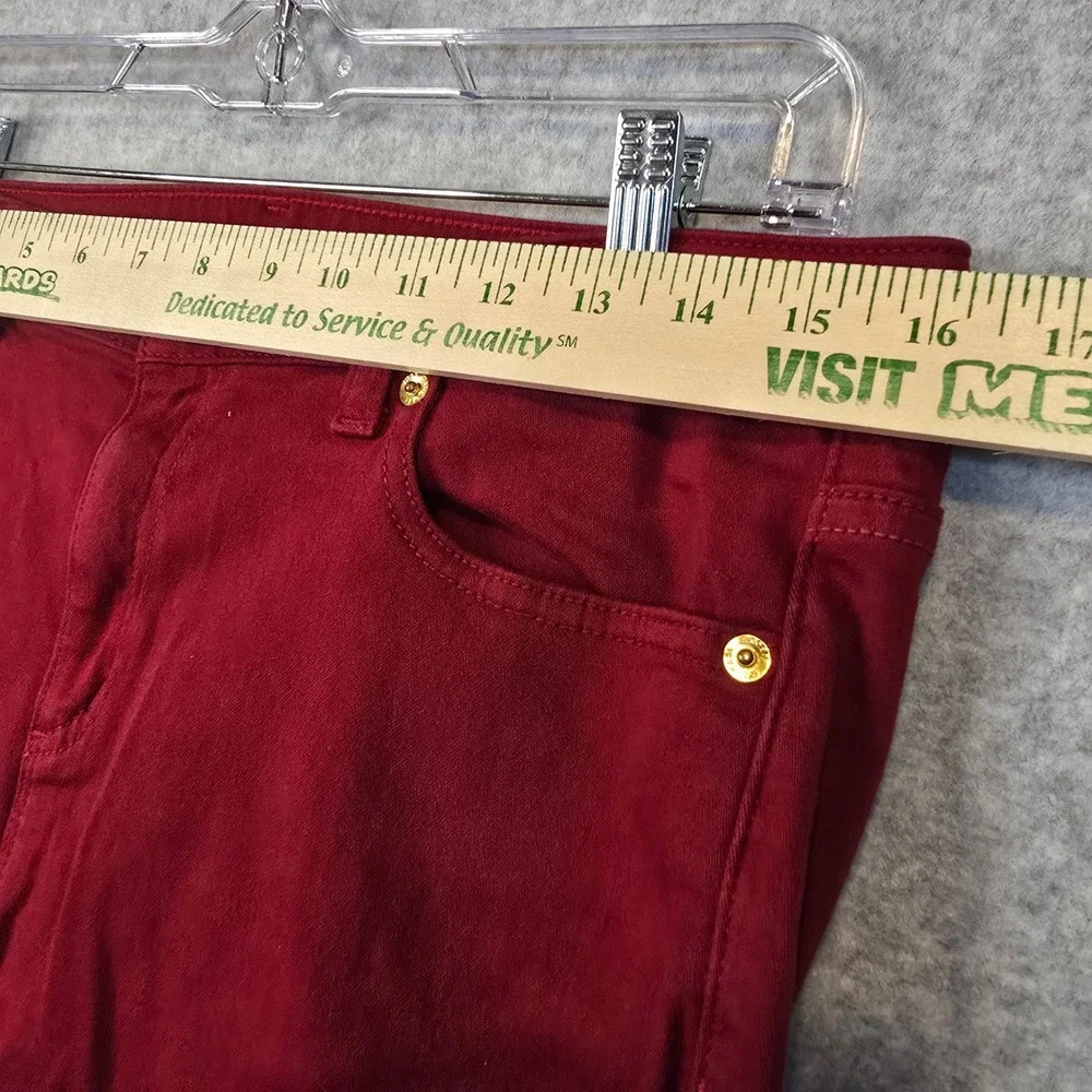 Michael Kors Pants Womens 10 Izzy Skinny Burgundy Red Stretch Denim EUC